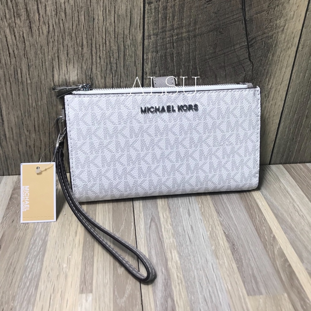 Michael Kors Doublezip Wris Wallet MiniLogo White - Picture 2 of 8